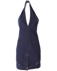 Moschino - Jeans V-neck Halterneck Mini Dress - Lyst