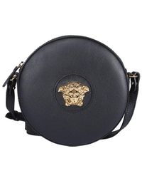 Versace Medusa Leather Round Crossbody Bag in Black Gold (Black) | Lyst ...