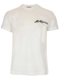 Alexander McQueen - Logo Embroidered Crewneck T-shirt - Lyst