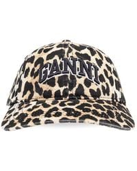 Ganni - Leopard Printed Cap - Lyst