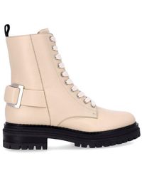 Sergio Rossi - Round Toe Zippe Lace-up Boots - Lyst