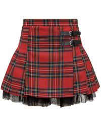RED Valentino Redvalentino Tartan Layered Mini Skirt