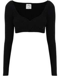 Courreges - Long-sleeved Knitted Cropped Top - Lyst