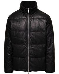 Giorgio Brato - High-neck Zipped Leather Down Jacket - Lyst