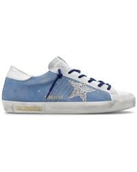 Golden Goose - Super-star Glittered Lace-up Sneakers - Lyst