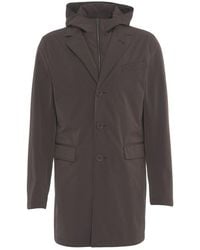 Herno - Single Breasted Hooded Raincoat - Lyst