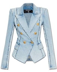 Balmain - 6-Button Tailored Denim Jacket - Lyst