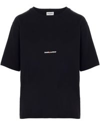 Saint Laurent Logo Print T-shirt - Black