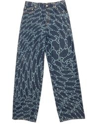 Gucci - Wavy GG Laser Print Denim Pants - Lyst