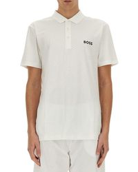 BOSS - Logo Printed Degrade-jacquard Polo Shirt - Lyst