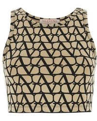 Valentino - Monogrammed Cropped Top - Lyst