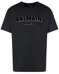 Balmain - Logo Detailed Cotton Crewneck. - Lyst