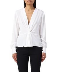 Pinko - Twist-detailed Plunging V-neck Blouse - Lyst