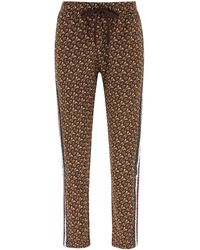 Burberry Monogram Striped Drawstring Track Pants - Brown