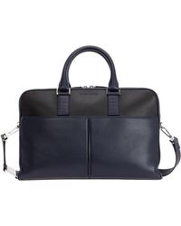 Dior Logo Embossed Two-tone Briefcase - Blue