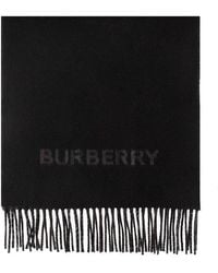 Burberry - Reversible Logo Detailed Fringed Scarf - Lyst