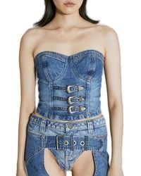 Guess - Denim Buckle Bustier - Lyst