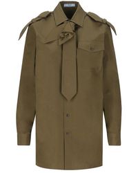 Prada - Poplin Tie-detail Shirt - Lyst