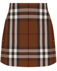 Burberry - Check Jacquard Mini Skirt - Lyst