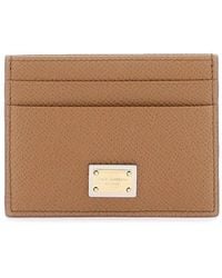 Dolce & Gabbana - Grained Leather Logo Plaque Cardholder. - Lyst