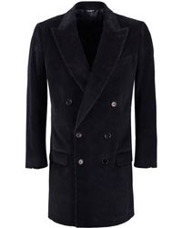 Dolce & Gabbana Double-breasted Corduroy Coat - Blue
