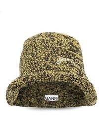 Ganni - Bucket Hat With Logo, - Lyst