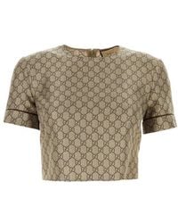 Gucci - Silk Top With Monogram, - Lyst