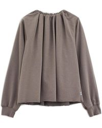 MM6 by Maison Martin Margiela - Ruched Crewneck Long-sleeved Blouse - Lyst