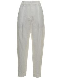 Brunello Cucinelli - White Linen And Cotton Pants - Lyst