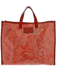 Etro - Paisley Printed Logo Patch Tote Bag - Lyst