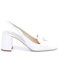 Prada Logo Plaque Slingback Pumps - White
