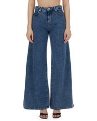 Moschino - Jeans Logo Patch Wide-leg Jeans - Lyst