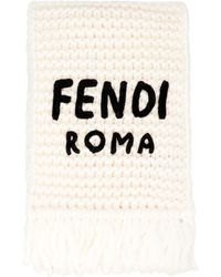 Fendi Logo Knitted Scarf - White