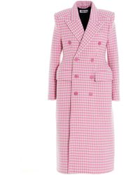 Balenciaga Double-breasted Houndstooth Coat - Pink