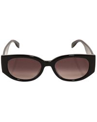 Alexander McQueen Oval Frame Sunglasses - Black