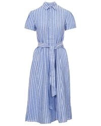 Polo Ralph Lauren - Striped Tie-waisted Midi Dress - Lyst