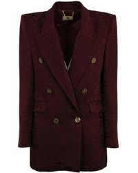 Elisabetta Franchi - Monogram Jacquard Crepe Double-Breasted Jacket - Lyst