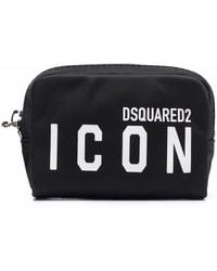 DSquared² Logo Print Zipped Wallet - Black