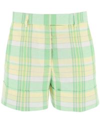 Thom Browne - Madras Cotton Cuffed Shorts - Lyst