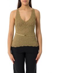 Twinset - Lurex Knit Belted Top - Lyst