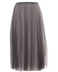 RED Valentino - Red Pleated Tulle Midi Skirt - Lyst