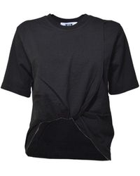 MSGM - Twist Detailed Crewneck T-Shirt - Lyst