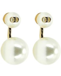 Dior Double-pearl Look Earrings - White