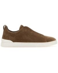 Zegna - Round Toe Slip-on Sneakers - Lyst