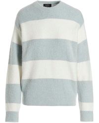 A.P.C. Striped Long-sleeved Sweater - Blue