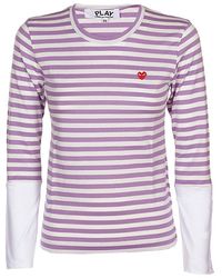 COMME DES GARÇONS PLAY - Striped Crewneck T-shirt - Lyst