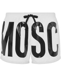 Moschino - Logo Printed Drawstring Swim Shorts - Lyst