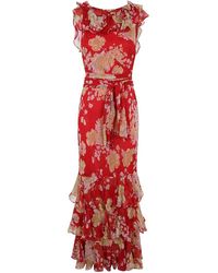 RIXO London Rio Floral Ruffled Gown in Red | Lyst