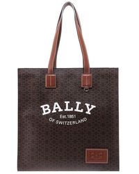Bally Logo Patch Monogram Print Tote Bag - Brown
