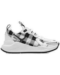 Burberry - Check Pattern Canvas & Leather Sneaker - Lyst